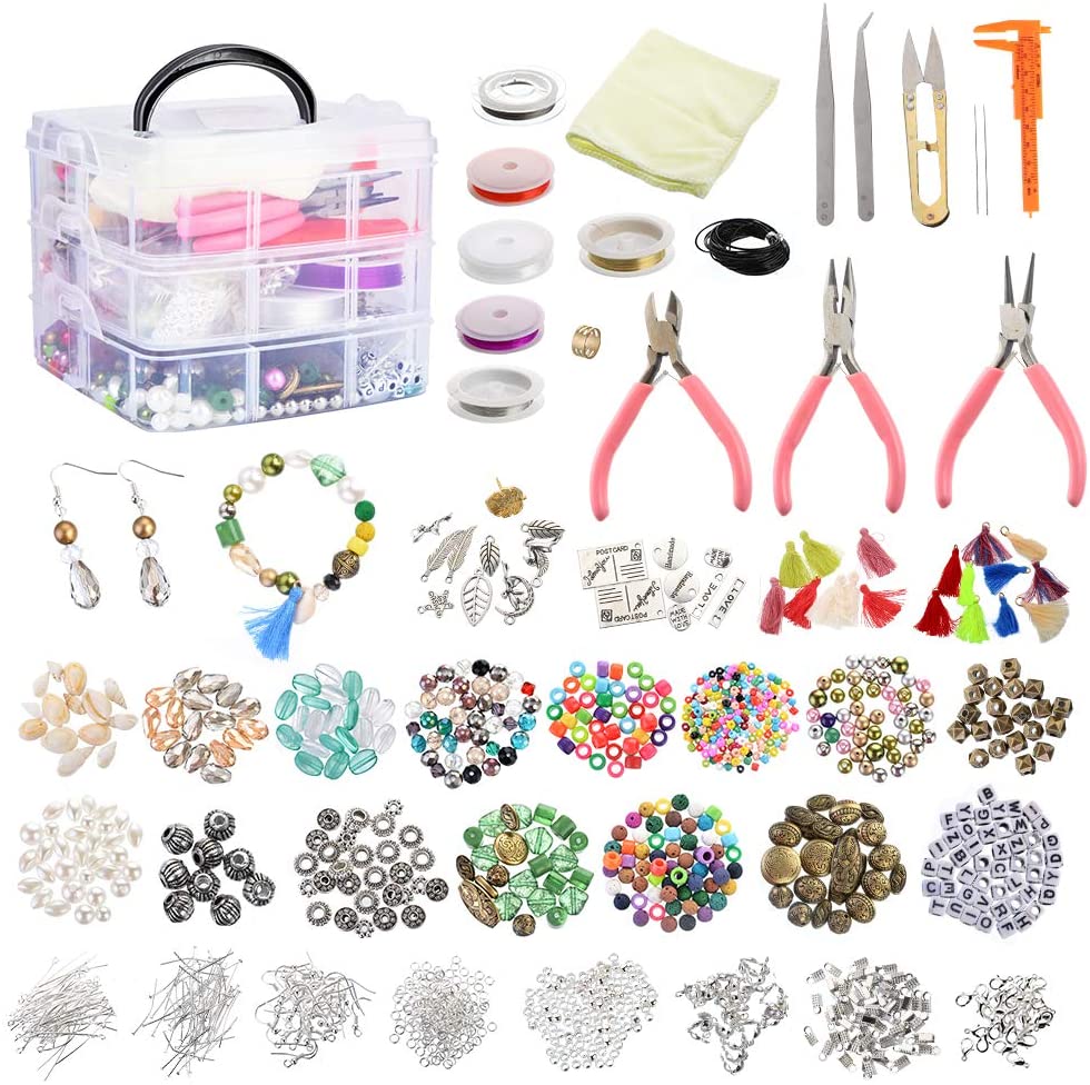 DoreenBow Jewelry Making Supplies, Jewelry Making Kit Tools 1526PCS Include  Jewelry Beads and Charms Findings Beading & Jewelry Making Wire for